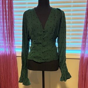 Green Polka Dot Women's Blouse
